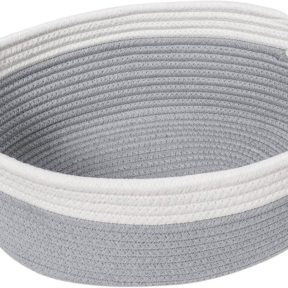Small Woven Storage Basket with Handles, Cotton Rope Baskets for Gifts Empty, Do - Picture 1 of 8